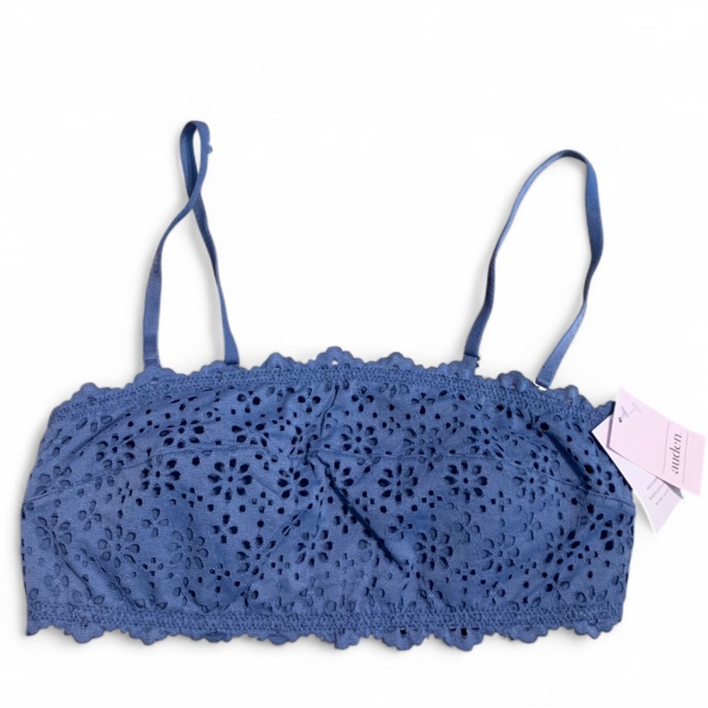 NWT Auden Blue Lace Removable Pad Wirefree Bralette Bra Pullover Size S  (W855)